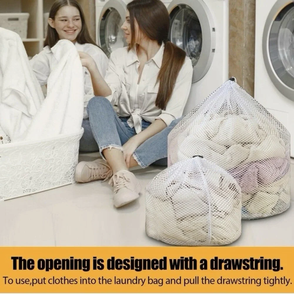 4 pcs Commercial Mesh Laundry Bag - Sturdy Mesh Material with Drawstring Clos...